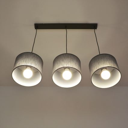 Lestenec na vrvici ALBA 3xE27/15W/230V siva