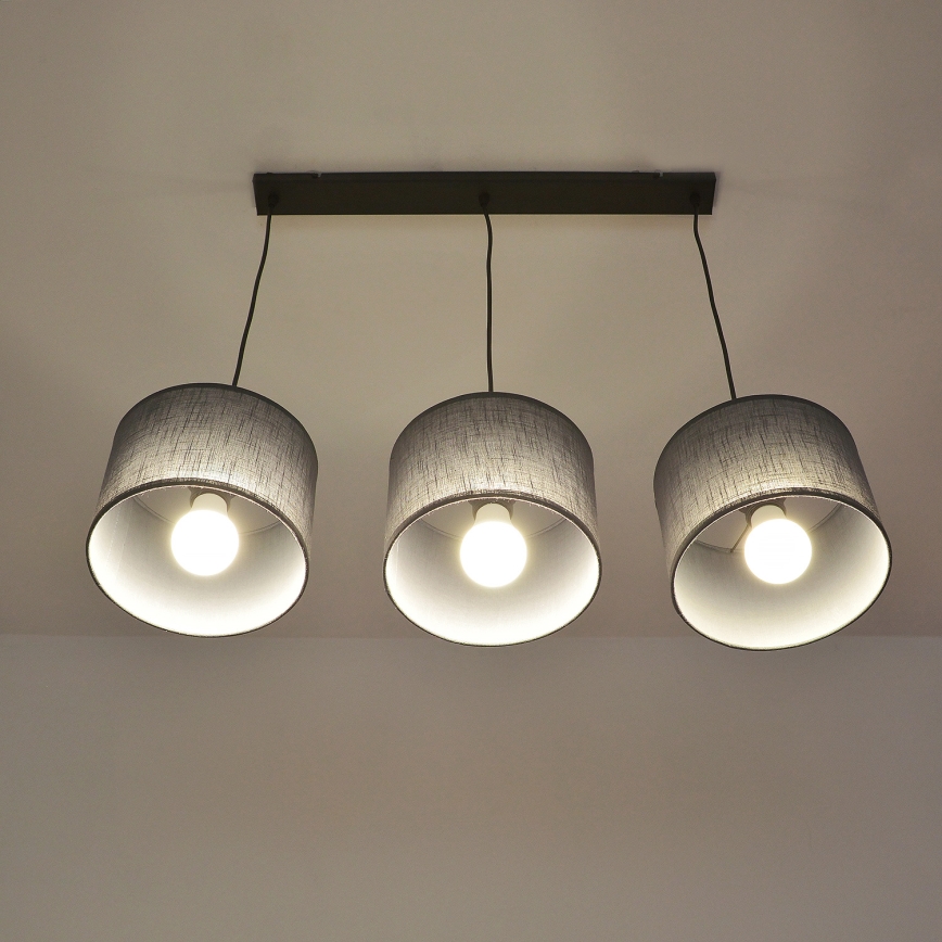 Lestenec na vrvici ALBA 3xE27/15W/230V siva