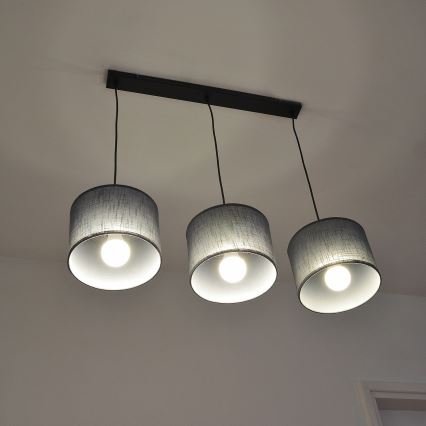 Lestenec na vrvici ALBA 3xE27/15W/230V siva