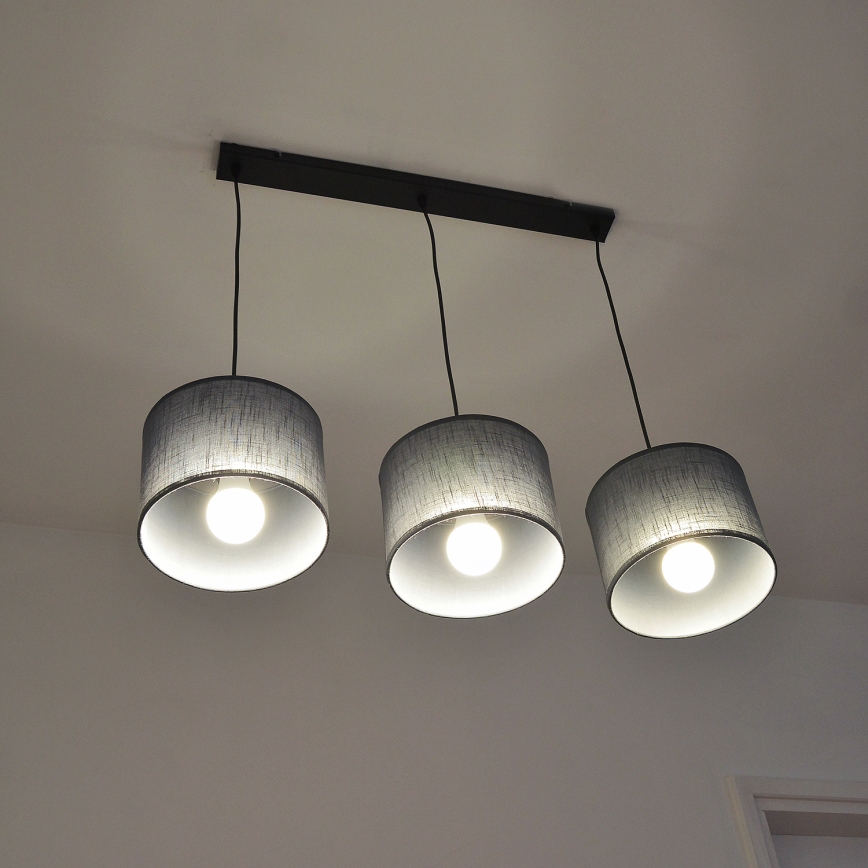 Lestenec na vrvici ALBA 3xE27/15W/230V siva