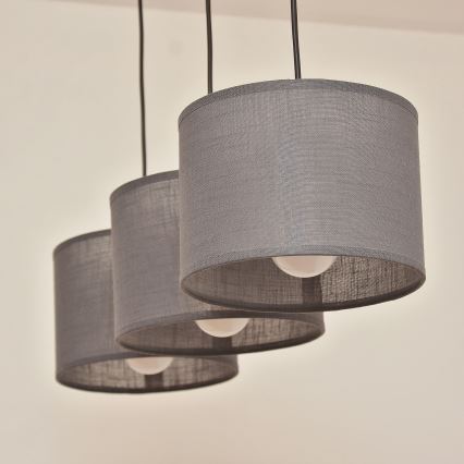 Lestenec na vrvici ALBA 3xE27/15W/230V siva