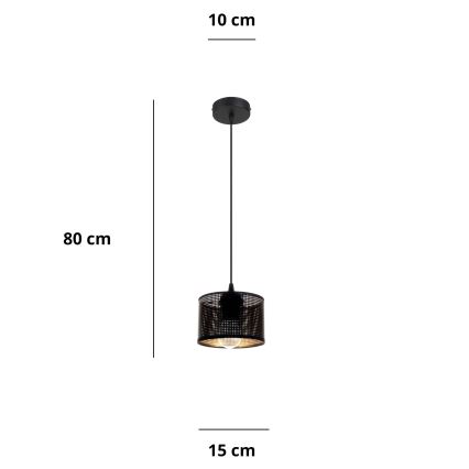 Lestenec na vrvici ALDO 1xE27/60W/230V premer 15 cm črna