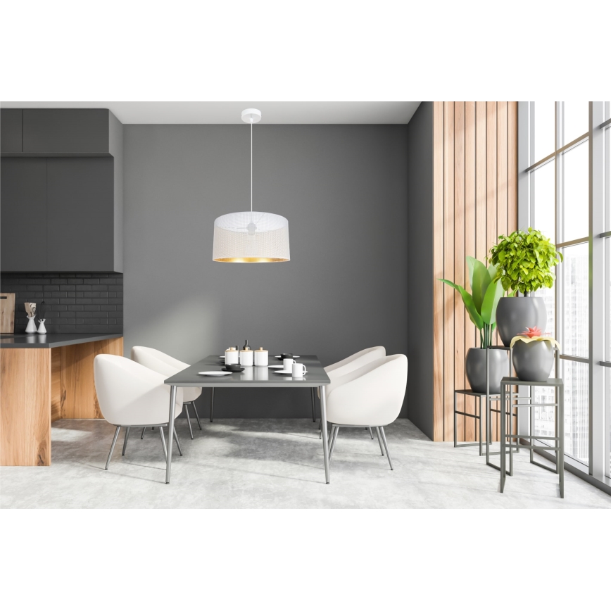 Lestenec na vrvici ALDO 1xE27/60W/230V premer 40 cm bela