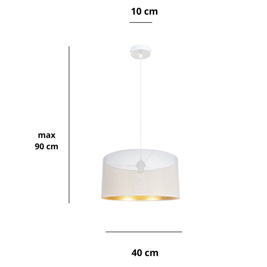 Lestenec na vrvici ALDO 1xE27/60W/230V premer 40 cm bela
