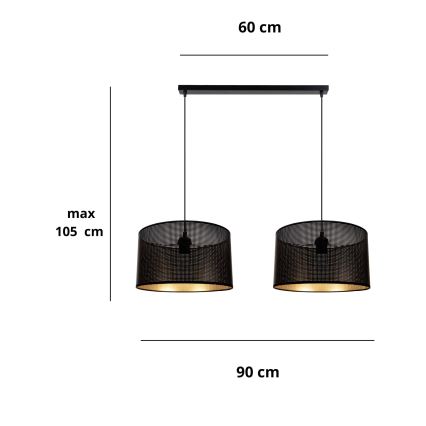 Lestenec na vrvici ALDO 2xE27/60W/230V črna