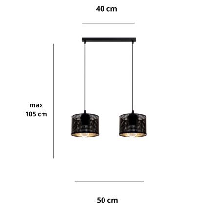 Lestenec na vrvici ALDO 2xE27/60W/230V črna