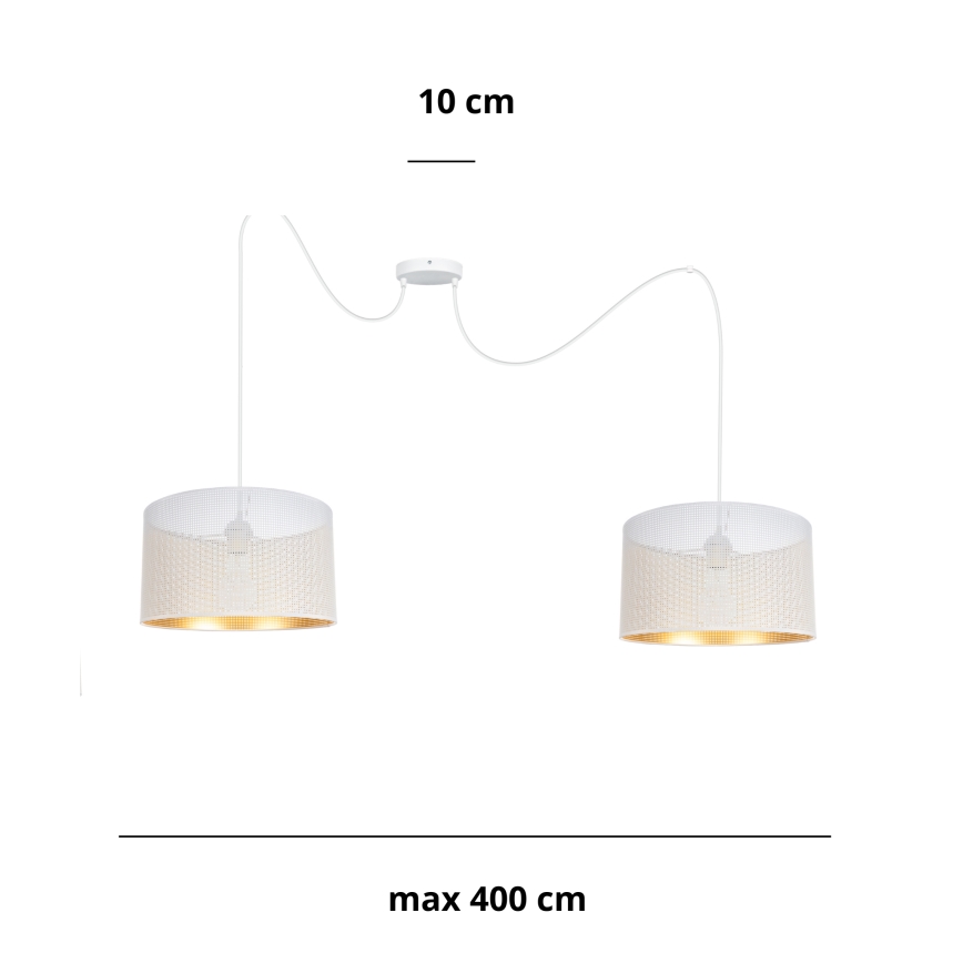 Lestenec na vrvici ALDO 2xE27/60W/230V spider bela