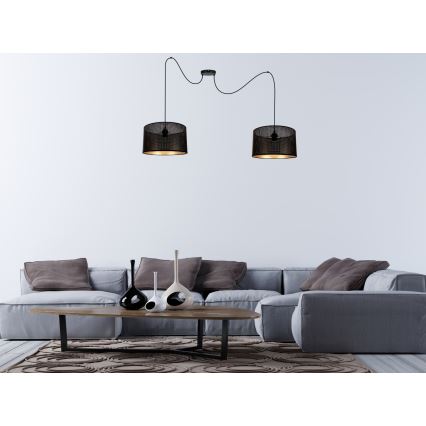 Lestenec na vrvici ALDO 2xE27/60W/230V spider črna