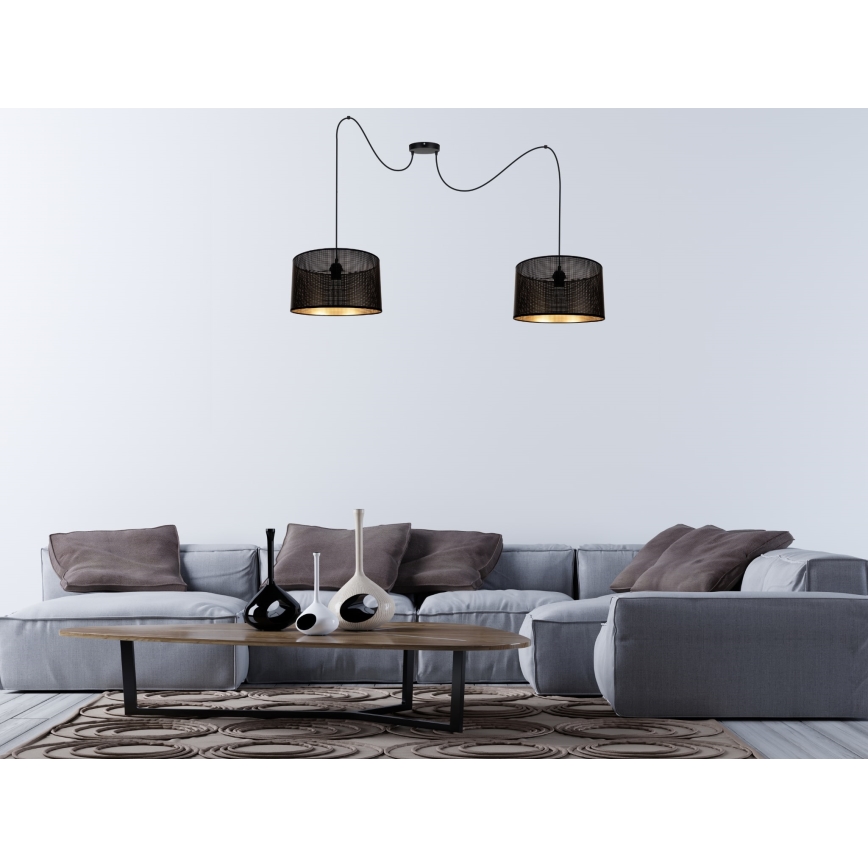 Lestenec na vrvici ALDO 2xE27/60W/230V spider črna
