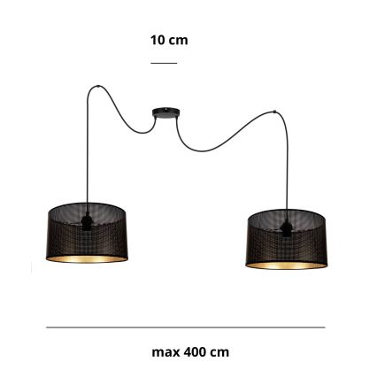 Lestenec na vrvici ALDO 2xE27/60W/230V spider črna