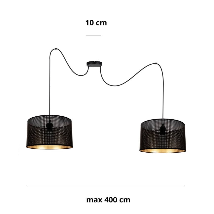 Lestenec na vrvici ALDO 2xE27/60W/230V spider črna