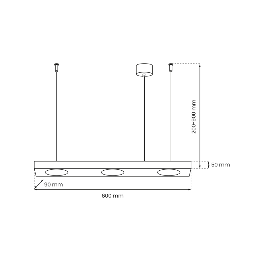 Lestenec na vrvici ALEXANDER 3xGX53/12W/230V črn