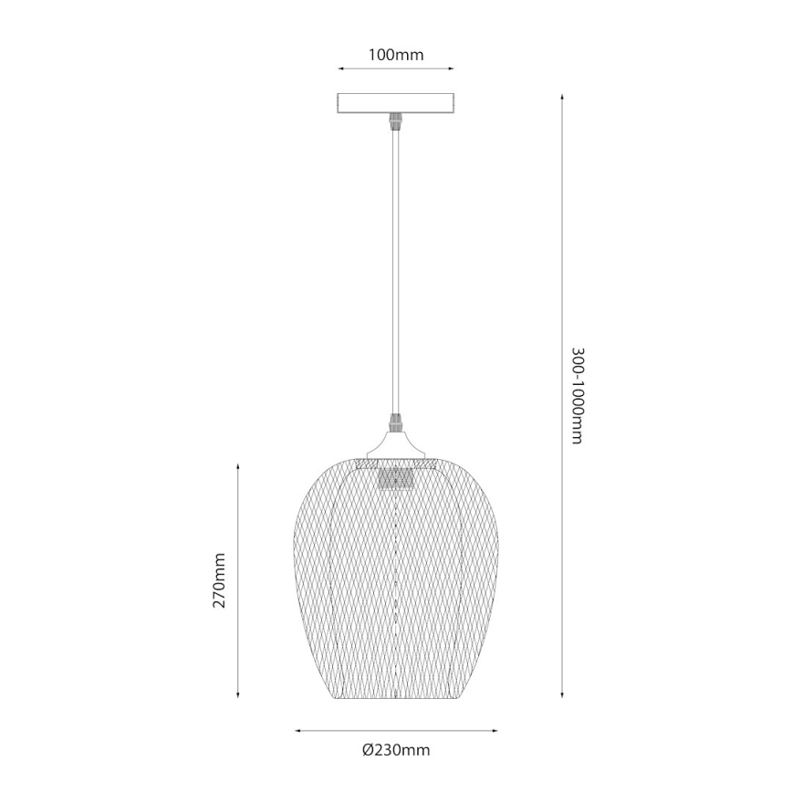Lestenec na vrvici ALMA 1xE27/60W/230V pr. 23 cm bambus