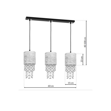 Lestenec na vrvici ALMERIA 3xE27/60W/230V