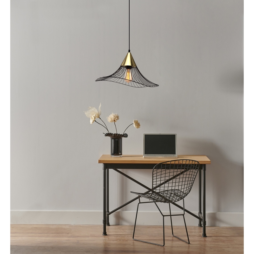 Lestenec na vrvici ALURA 1xE27/60W/230V pr. 50 cm črna