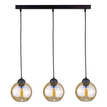 Lestenec na vrvici AMBRE BLACK 3xE27/60W/230V črna/dimna rjava