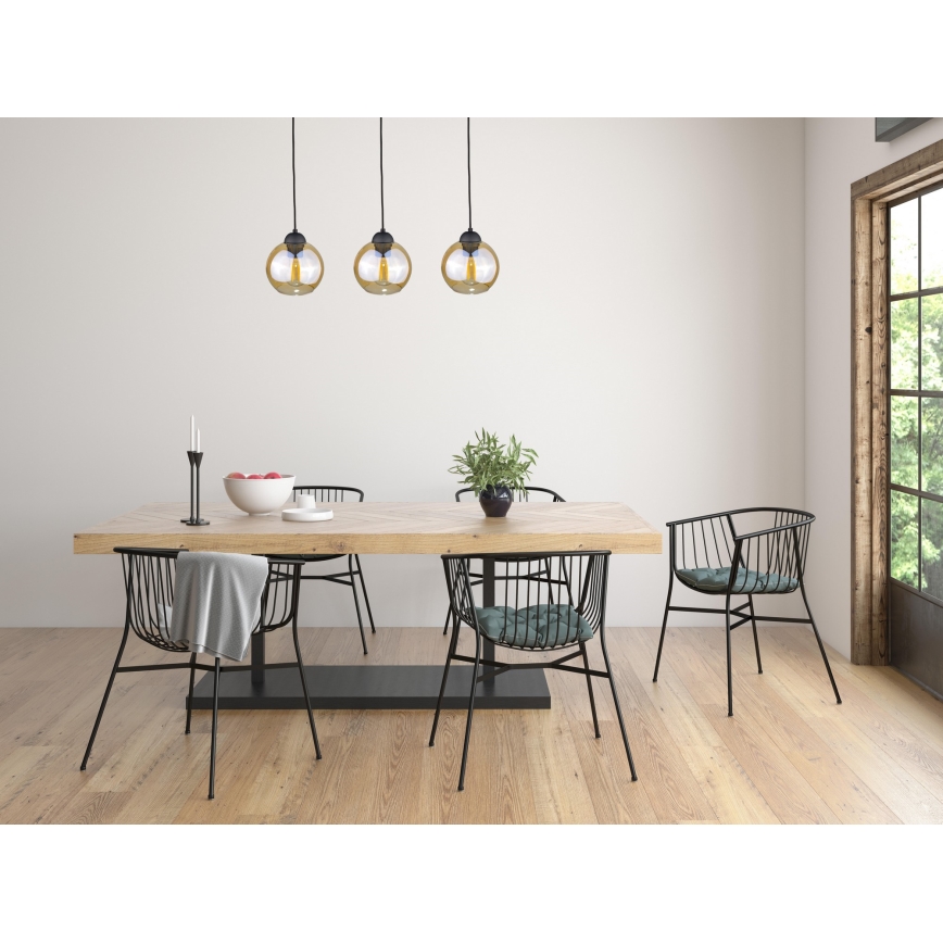 Lestenec na vrvici AMBRE BLACK 3xE27/60W/230V črna/dimna rjava