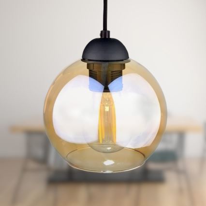 Lestenec na vrvici AMBRE BLACK 3xE27/60W/230V črna/dimna rjava