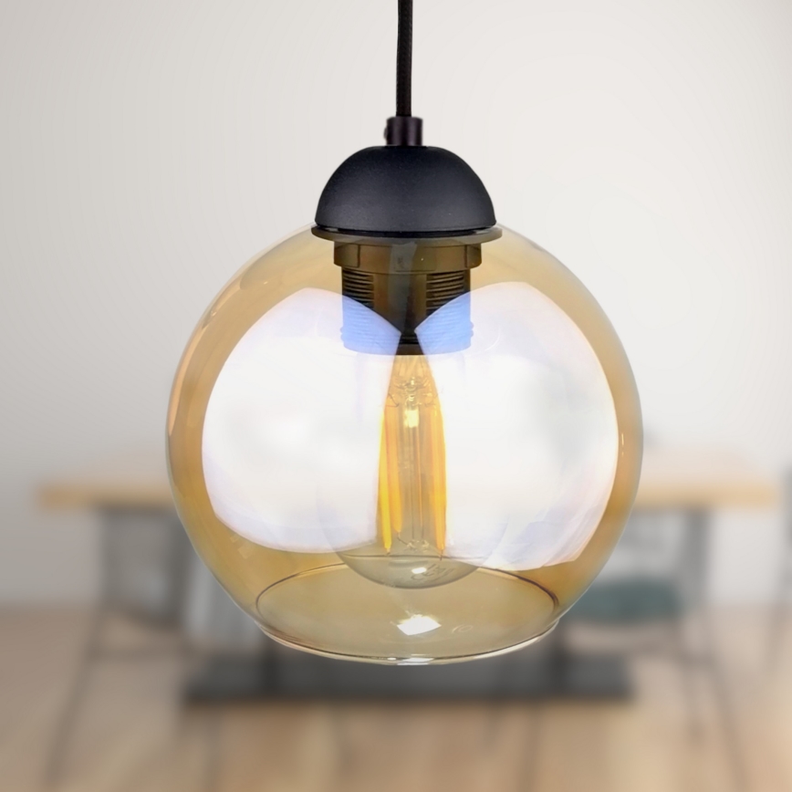 Lestenec na vrvici AMBRE BLACK 3xE27/60W/230V črna/dimna rjava