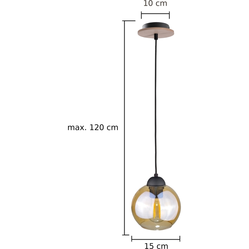 Lestenec na vrvici AMBRE WOOD 1xE27/60W/230V