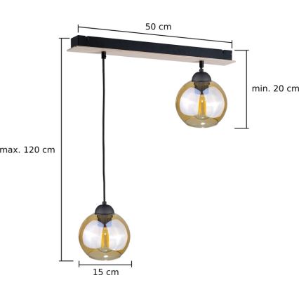 Lestenec na vrvici AMBRE WOOD 2xE27/60W/230V