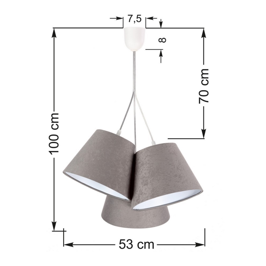 Lestenec na vrvici AMBROSIA 3xE27/60W/230V
