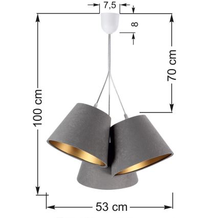 Lestenec na vrvici AMBROSIA 3xE27/60W/230V