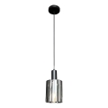 Lestenec na vrvici ARCADIA 1xE27/60W/230V pr. 13 cm črna/dimna