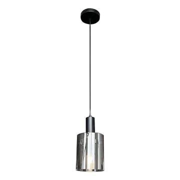 Lestenec na vrvici ARCADIA 1xE27/60W/230V pr. 13 cm črna/dimna