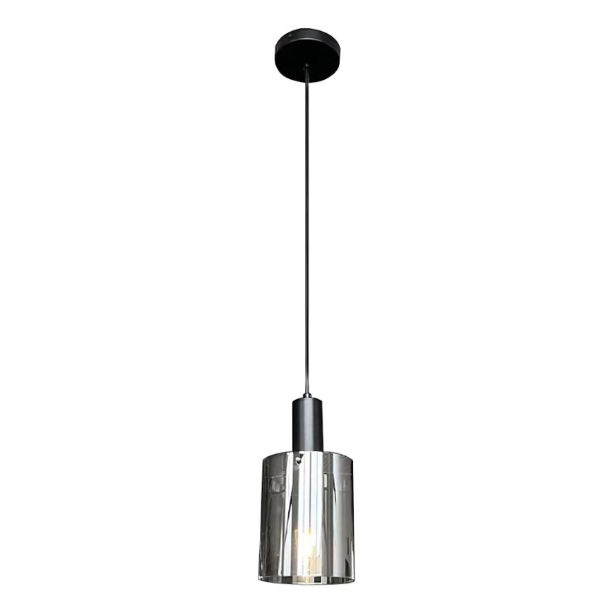 Lestenec na vrvici ARCADIA 1xE27/60W/230V pr. 13 cm črna/dimna
