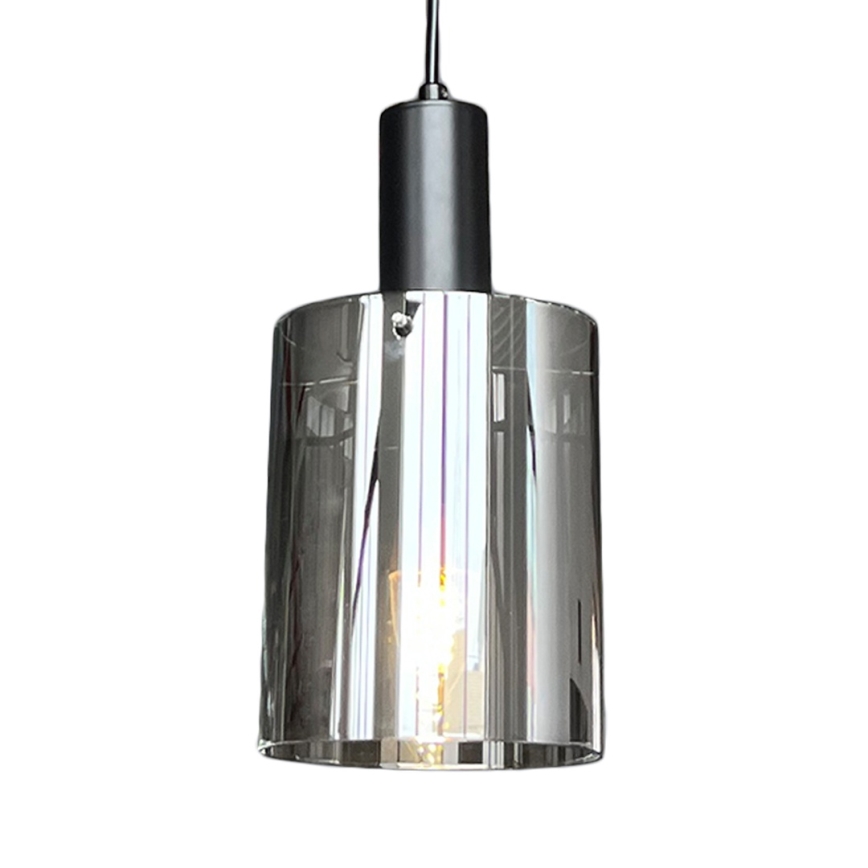 Lestenec na vrvici ARCADIA 1xE27/60W/230V pr. 13 cm črna/dimna