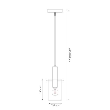Lestenec na vrvici ARCADIA 1xE27/60W/230V pr. 13 cm črna/dimna