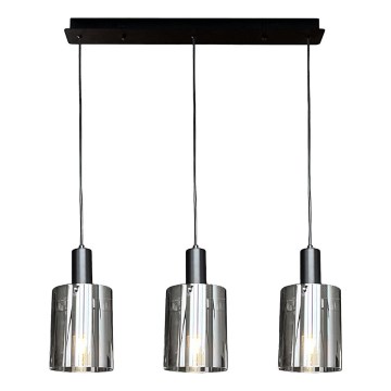 Lestenec na vrvici ARCADIA 3xE27/60W/230V črna/dimna