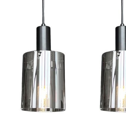 Lestenec na vrvici ARCADIA 3xE27/60W/230V črna/dimna