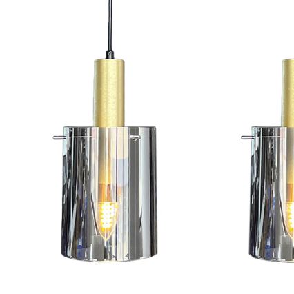 Lestenec na vrvici ARCADIA 3xE27/60W/230V zlata/dimna