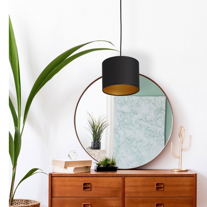 Lestenec na vrvici ARDEN 1xE27/60W/230V premer 18 cm črna/zlata