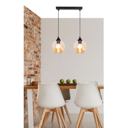 Lestenec na vrvici ASPA 2xE27/40W/230V črna