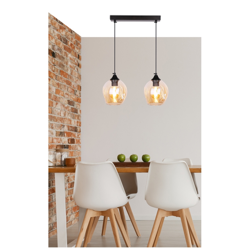 Lestenec na vrvici ASPA 2xE27/40W/230V črna