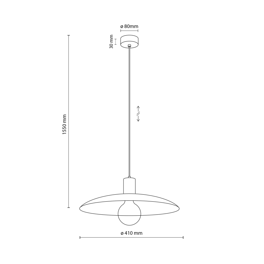 Lestenec na vrvici ASTRA 1xE27/15W/230V pr. 41 cm črna