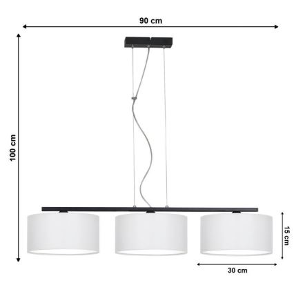 Lestenec na vrvici ASTRA 3xE27/60W/230V bela