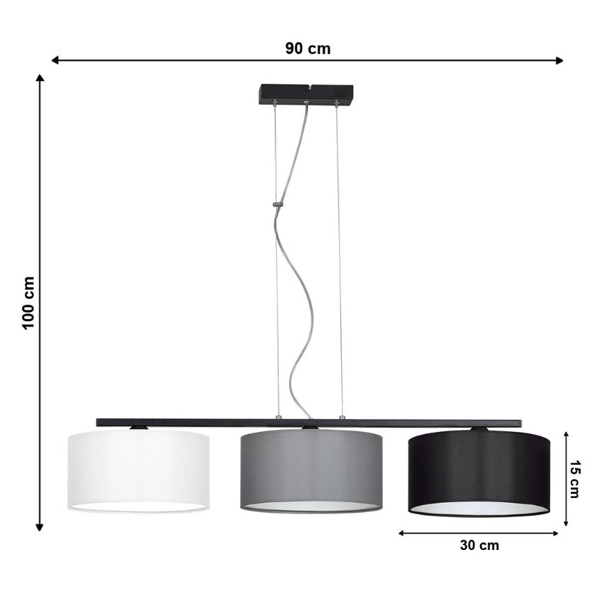 Lestenec na vrvici ASTRA 3xE27/60W/230V