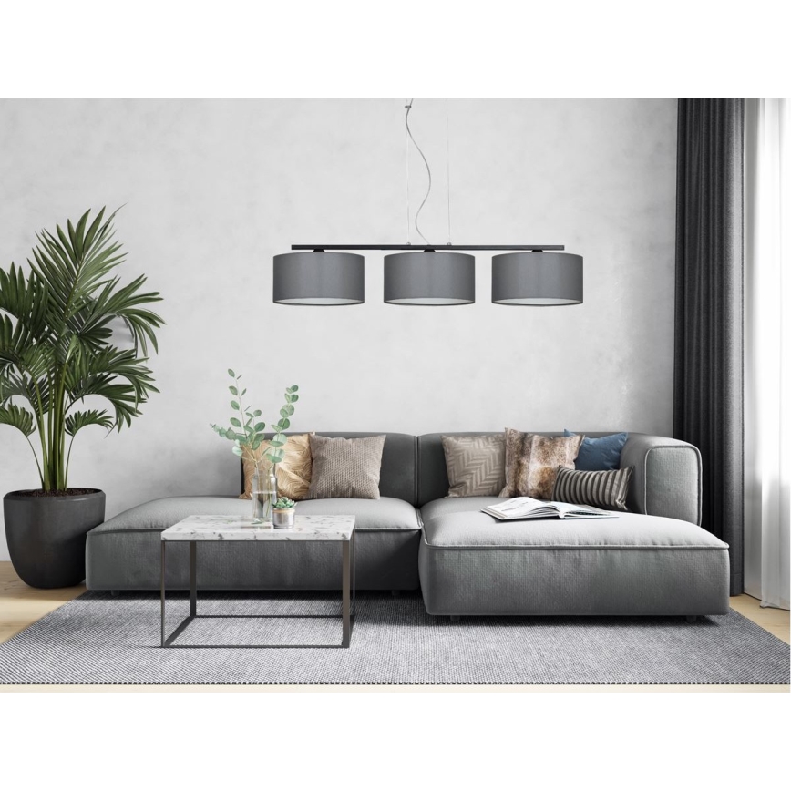 Lestenec na vrvici ASTRA 3xE27/60W/230V siva