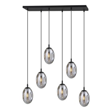 Lestenec na vrvici ASTRAL 6xE14/10W/230V črna/dimna
