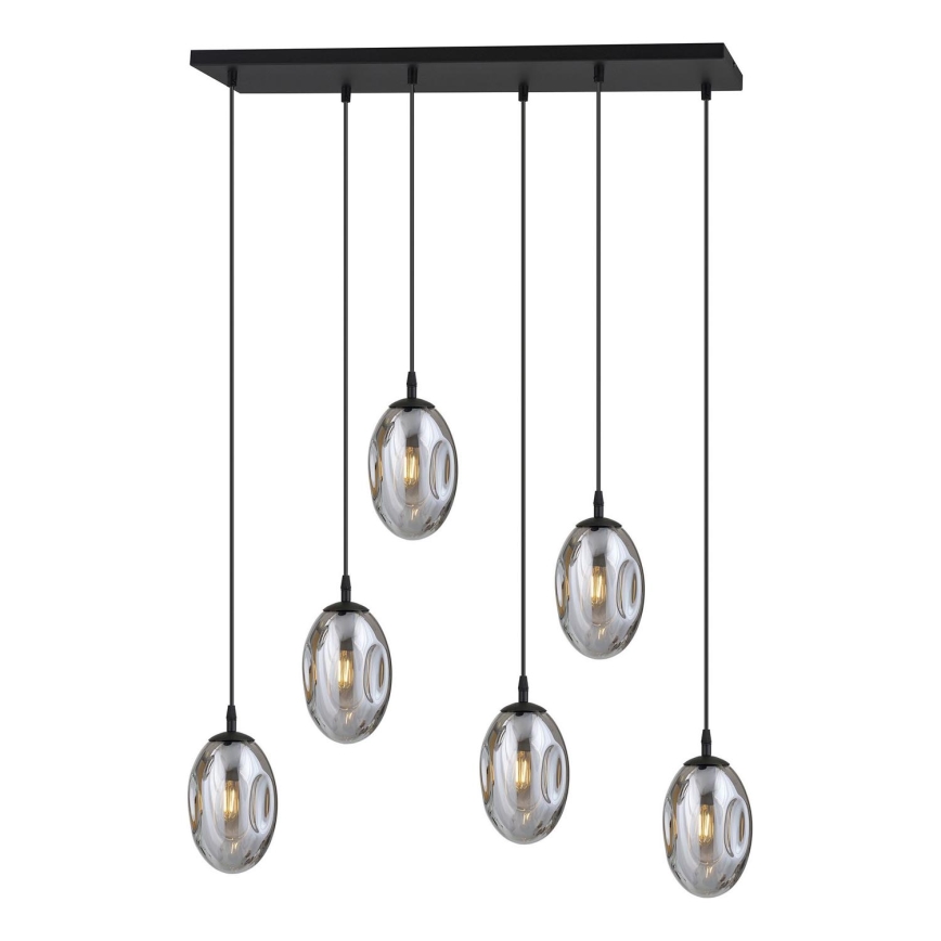Lestenec na vrvici ASTRAL 6xE14/10W/230V črna/dimna