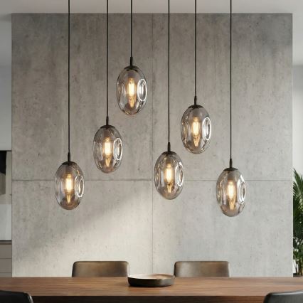 Lestenec na vrvici ASTRAL 6xE14/10W/230V črna/dimna