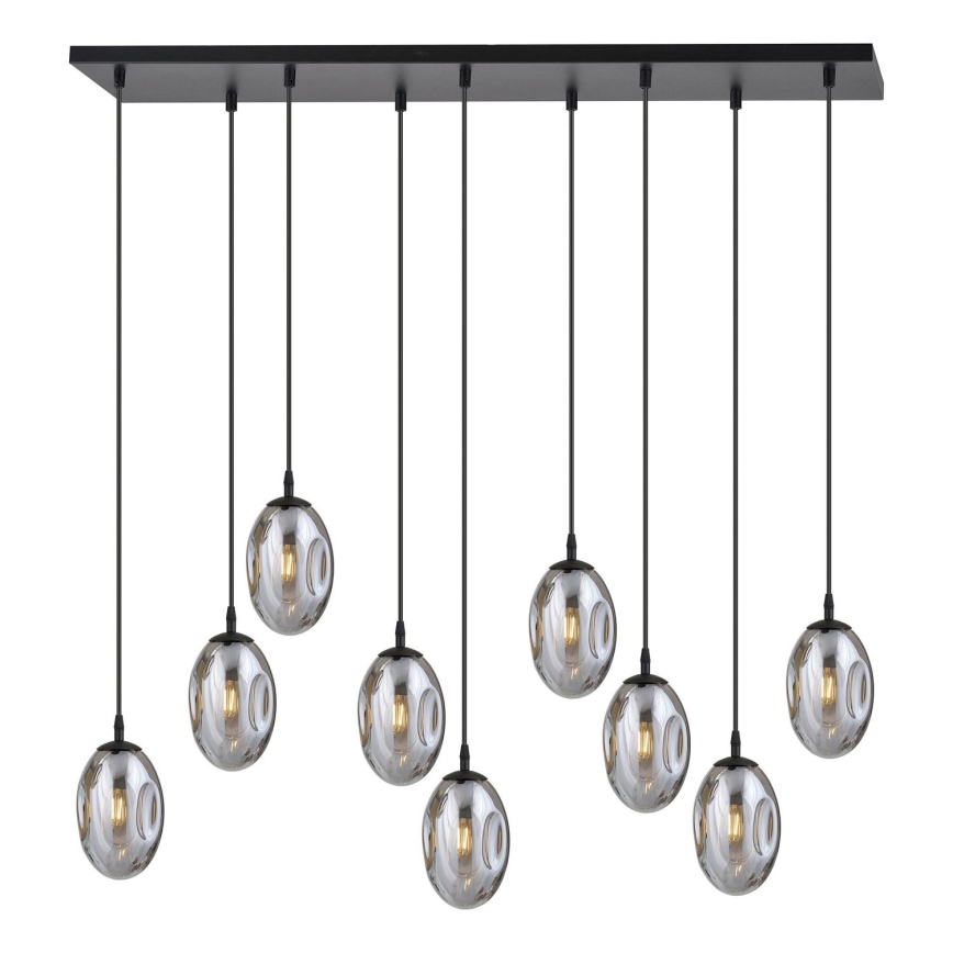 Lestenec na vrvici ASTRAL 9xE14/10W/230V črna/dimna