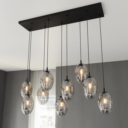 Lestenec na vrvici ASTRAL 9xE14/10W/230V črna/dimna