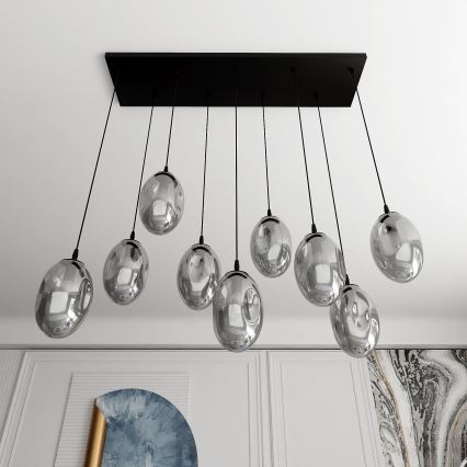 Lestenec na vrvici ASTRAL 9xE14/10W/230V črna/dimna