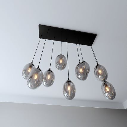 Lestenec na vrvici ASTRAL 9xE14/10W/230V črna/dimna