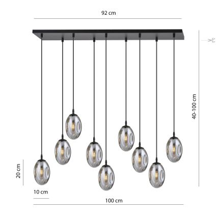 Lestenec na vrvici ASTRAL 9xE14/10W/230V črna/dimna